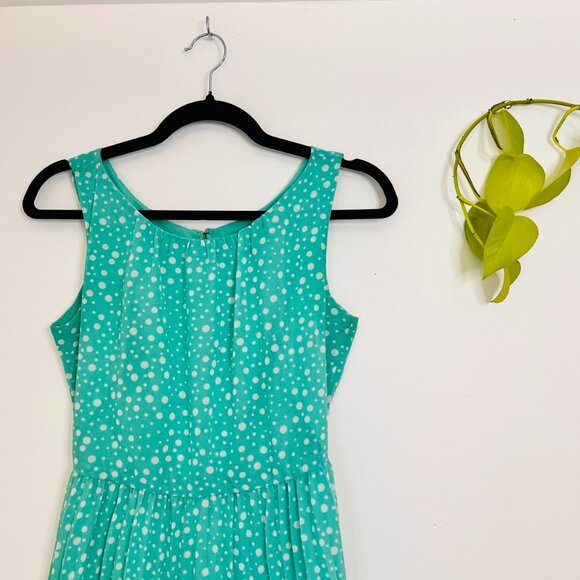 GAP Sleeveless Polka Dot Pleated Fit and Flare Dress Mint Green Women's 0 - Picture 1 of 10